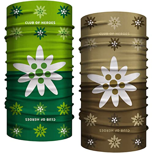 Club of Heroes 2er-Set Edelweiss Schlauchschal 25 x 50 cm, nahtloses Multifunktionstuch aus weicher Mikrofaser/Bandana Halstuch Schlauchtuch Funktionstuch Mundschutz Schal/Berge Alpen Alpencross Club of Heroes 2er-Set Edelweiss Schlauchschal 25 x 50 cm, nahtloses Multifunktionstuch aus weicher Mikrofaser/Bandana Halstuch Schlauchtuch Funktionstuch Mundschutz Schal/Berge Alpen Alpencross von Club of Heroes