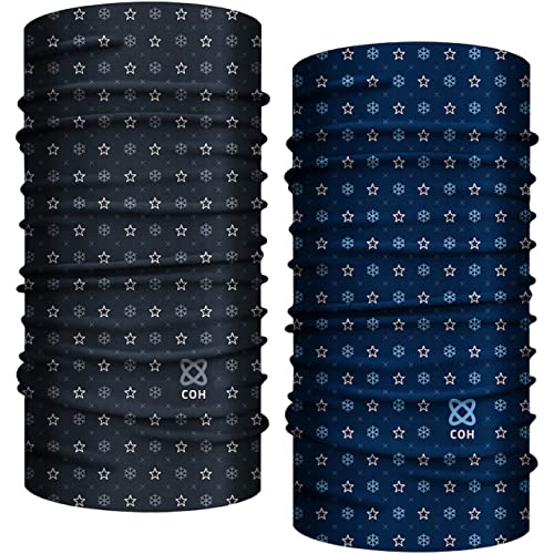 Club of Heroes 2er-Set Schneeflocke Bandana, nahtloses Multifunktionstuch aus weicher Mikrofaser/atmungsaktiv Schlauchschal Halstuch Mundschutz Schal Tuch/Winter Sterne Schnee Weihnachten von Club of Heroes
