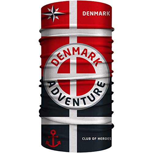Club of Heroes Dänemark Schlauchschal, nahtloses Multifunktionstuch 25 x 50 cm aus weicher Mikrofaser/Bandana Halstuch Loop Schal/Denmark dänisch Nordsee Schweden Fahne Reise Patch von Club of Heroes