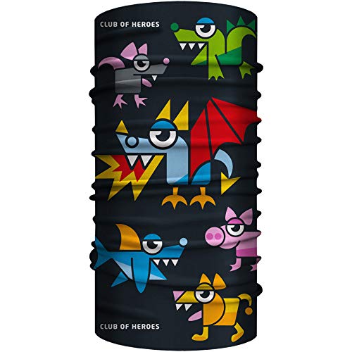 Club of Heroes Drachen Bandana, nahtloses Multifunktionstuch aus weicher Mikrofaser/atmungsaktiv Schlauchschal Halstuch Mundschutz Schal Tuch/Tier Tiermotiv Tierfigur Drache Comic Kinder Kids COH von Club of Heroes