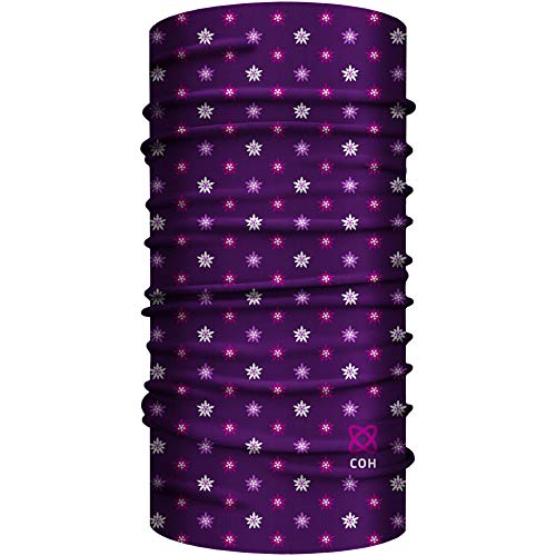 Club of Heroes Edelweiss Design Bandana, nahtloses Multifunktionstuch 25 x 50 cm weiche Mikrofaser/atmungsaktiv Schlauchschal Halstuch/Berge Alpen Bayern Tirol Blume (Violett Lila) von Club of Heroes