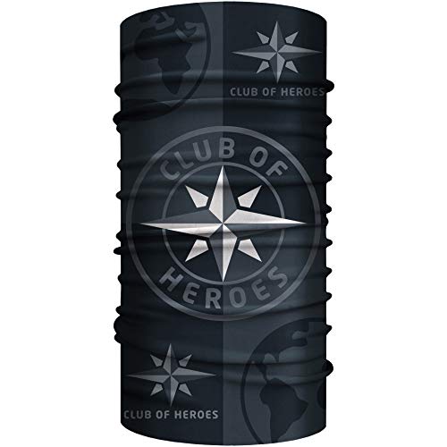 Club of Heroes / Kompass Bandana, nahtloses Multifunktionstuch aus weicher Mikrofaser/atmungsaktiv Schlauchschal Halstuch Mundschutz Schal Tuch/Kompass Outdoor Reise Mode (Schwarz) von Club of Heroes