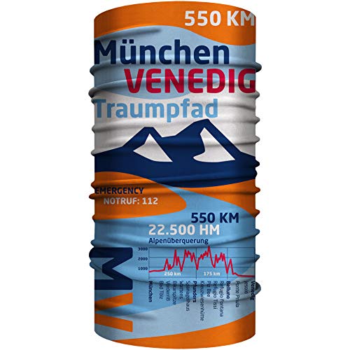Club of Heroes München Venedig Bandana, nahtloses Multifunktionstuch 25 x 50 cm aus weicher Mikrofaser/atmungsaktiv Schlauchschal Halstuch Schal Tuch/Alpencross Transalp Fernwanderweg von Club of Heroes