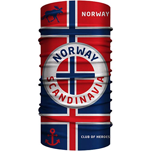 Club of Heroes Norwegen Bandana, nahtloses Multifunktionstuch 25 x 50 cm aus weicher Mikrofaser/atmungsaktiv Schlauchschal Halstuch Schal Tuch/Norway Skandinavien Hurtigruten Reiseführer Flagge von Club of Heroes