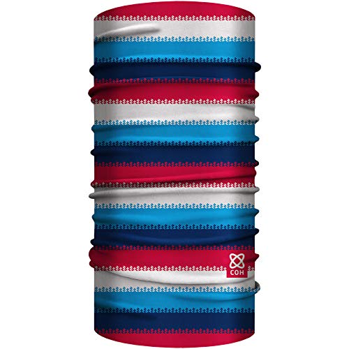 Club of Heroes Ringel Bandana 25 x 50 cm, nahtloses Multifunktionstuch aus weicher Mikrofaser/atmungsaktiv Schlauchschal Halstuch Mundschutz Schal Tuch/geringelt Farbstreifen gestreift (Rot-Blau) von Club of Heroes