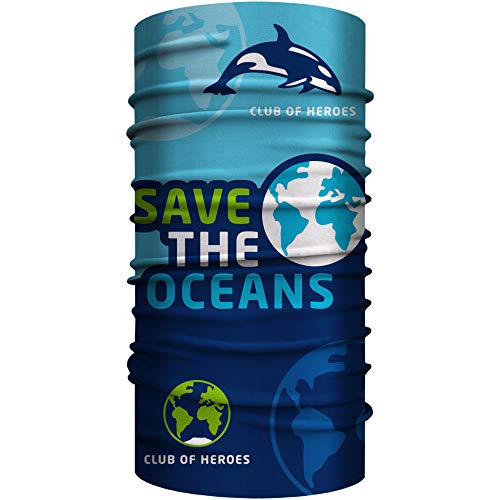 Club of Heroes Save the Ocean - Bandana, nahtloses Multifunktionstuch 25 x 50 cm aus weicher Mikrofaser/atmungsaktiv Schlauchschal Halstuch Mundschutz Schal Tuch/Schutz Meer Ozean Wasser von Club of Heroes