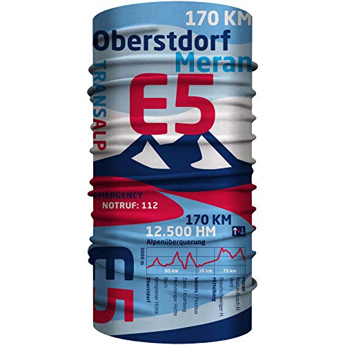 E5 Oberstdorf Meran Schlauchschal, nahtloses Multifunktionstuch 25 x 50 cm aus weicher Mikrofaser / Bandana Halstuch Mundschutz Loop Schal / Alpencross Transalp Fernwanderweg Alpenüberquerung COH E5 Oberstdorf Meran Schlauchschal, nahtloses Multifunktionstuch 25 x 50 cm aus weicher Mikrofaser / Bandana Halstuch Mundschutz Loop Schal / Alpencross Transalp Fernwanderweg Alpenüberquerung COH von Club of Heroes
