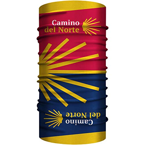 Jakobsweg Camino del Norte Bandana 25 x 50 cm, Schlauchschal, nahtloses Multifunktionstuch aus weicher Mikrofaser / Halstuch Kopftuch Mundschutz Schal / Pilger Pilgern Reiseführer Santiago (Norte) von Club of Heroes