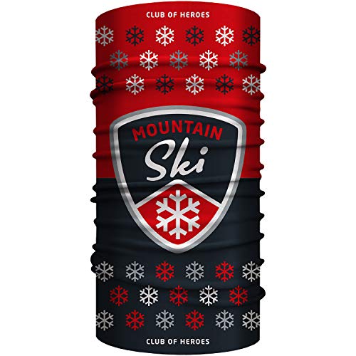 Ski Winter Bandana, nahtloses Multifunktionstuch 25 x 50 cm aus weicher Mikrofaser / atmungsaktiv Schlauchschal Halstuch Schal Tuch / Wintersport Skifahren Skitour Snowboard Sport Schnee (Grau-Rot) von Club of Heroes