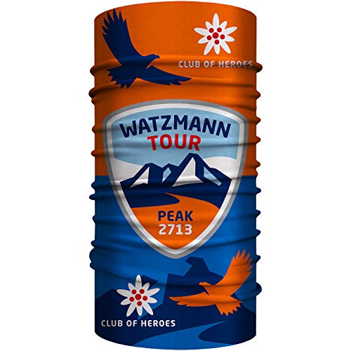 Club of Heroes Watzmann Tour Bandana, nahtloses Multifunktionstuch 25 x 50 cm aus weicher Mikrofaser/atmungsaktiv Schlauchschal Halstuch Schal/Alpen Bergsteigen Berchtesgaden Königssee Alpin von Club of Heroes