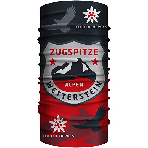Club of Heroes Zugspitze Wetterstein Bandana, nahtloses Multifunktionstuch 25 x 50 cm aus weicher Mikrofaser/atmungsaktiv Schlauchschal Halstuch/Alpen Bayern Berge Bergsteigen Klettern von Club of Heroes