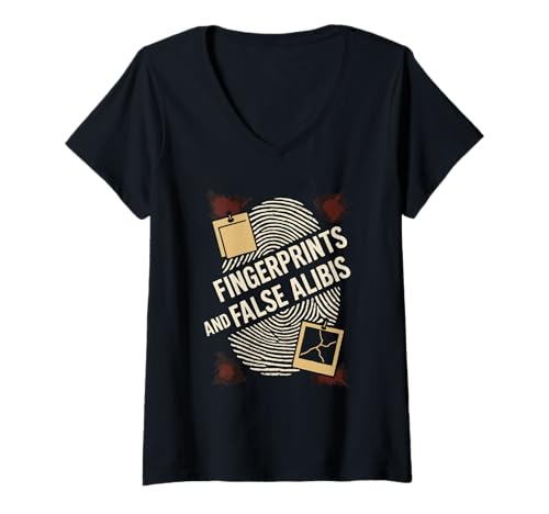 Damen Murder Mystery Whodunit Party Detektiv Kostüm Verdächtiger Spiel T-Shirt mit V-Ausschnitt Damen Murder Mystery Whodunit Party Detektiv Kostüm Verdächtiger Spiel T-Shirt mit V-Ausschnitt von Clue Themed Dinner Murder Mystery Roleplay Team