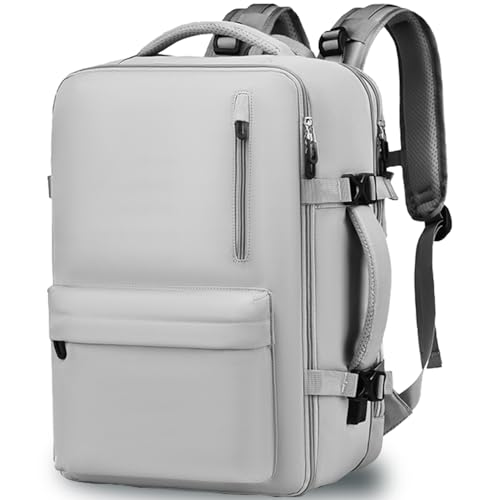 Clufar Handgepäck Rucksack 20-36L erweiterbarer Rucksack Handgepäck Flugzeug Herren mit Laptopfach Schuhfach Reiserucksack Kabinenrucksack Travel Backpack Weekender großer Damen Grey von Clufar