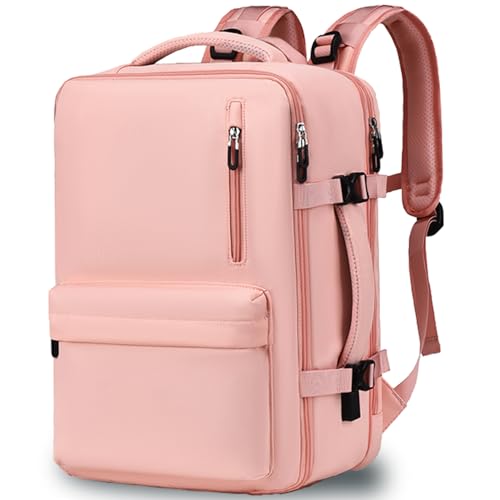 Clufar Kabinenrucksack erweiterbarer 20-36L Handgepäck Rucksack Reiserucksack Handgepäck Flugzeug Damen mit Laptopfach Schuhfach Kabinenrucksack Carry on Backpack groß für Weekender Pink von Clufar