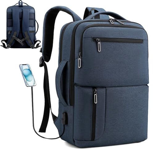 Clufar Laptop Rucksack Herren 15,6 zoll Wasserdicht Notebook Backpack mit USB Ladeanschluss Business Arbeit Reisen Laptoprucksack Arbeitsrucksack Blau Anti Diebstahl für Frauen College Schule,Blue von Clufar
