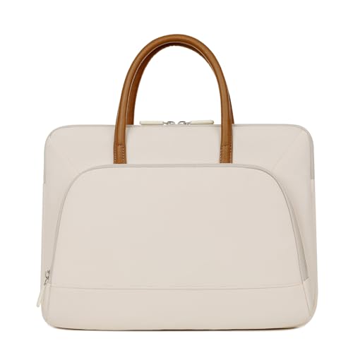 Clufar Laptoptasche Damen Elegant Beige 15.6 zoll Wasserdichte Aktentasche Damen Leicht Laptop Tasche Notebooktasche Laptop Hülle Business für Computer White von Clufar
