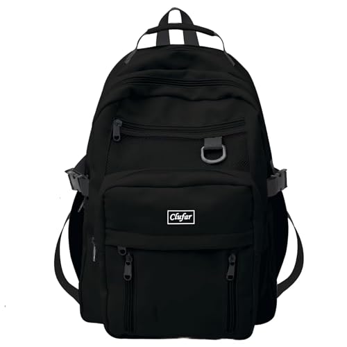 Clufar Schulrucksack Teenager Jungen Schwarz Causal Rucksack Damen Schulranzen Jungen 5 Klasse Wasserdicht Schultasche Backpack School Bag Daypack für College Travel Reisen,Black von Clufar