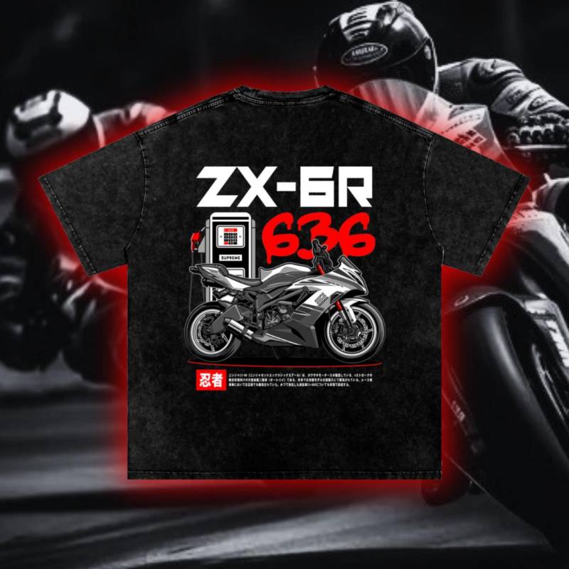 Kawasaki Ninja Zx-6R T-Shirt Baumwoll-Motorrad-T-Shirt, Biker-Geschenk von ClutchAndBurn