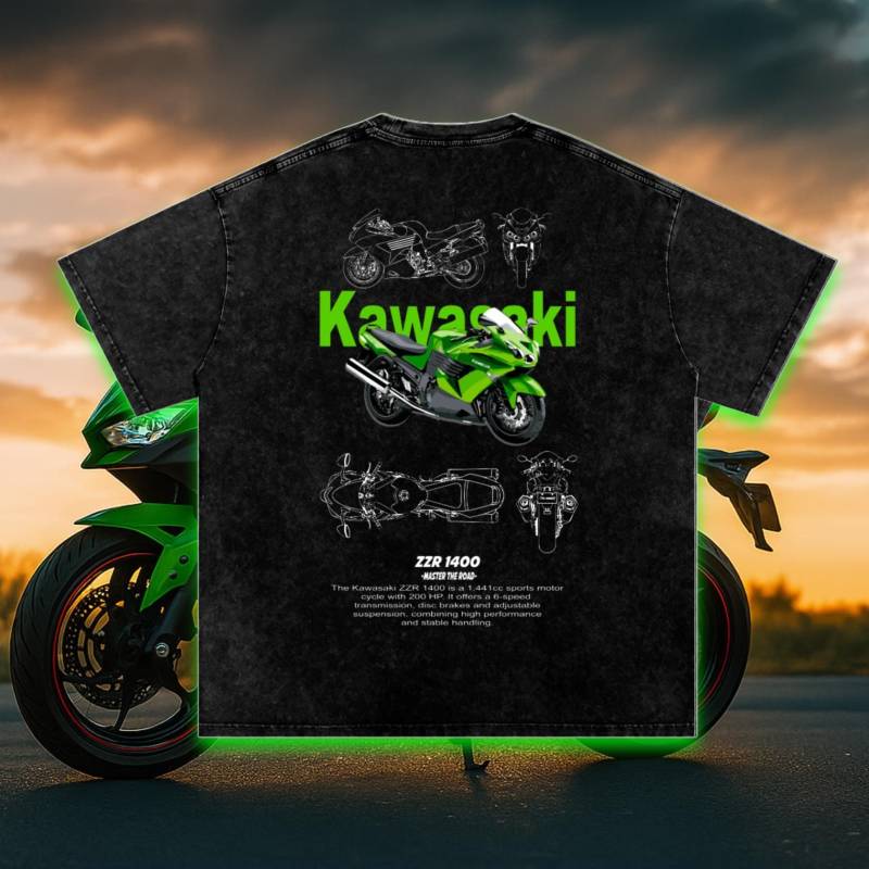 Kawasaki Zzr 1400 Motorrad-T-Shirt Sportbike Enthusiast Streetwear Kawasaki Zzr 1400 Motorrad-T-Shirt Sportbike Enthusiast Streetwear von ClutchAndBurn