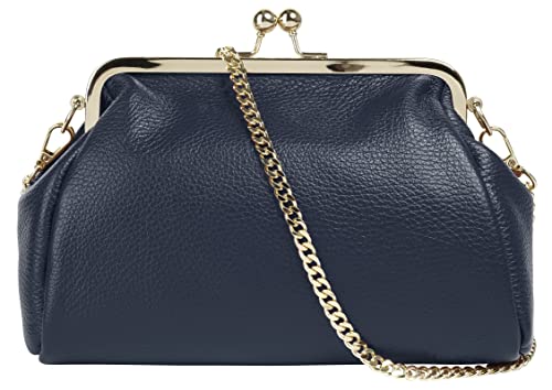 Cluty Abendtasche Echt Leder Damen | Made in Italy | elegante 2in1 Clutch | wandelbare Schultertasche mit Bügelverschluss | 021328 von Cluty