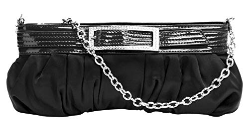 Cluty Abendtasche ORSOLO Kunstfaser Damen | Made in Italy | Handtasche mit Glitzer-Schnalle | Elegante Party Clutch schwarz | 014211 von Cluty