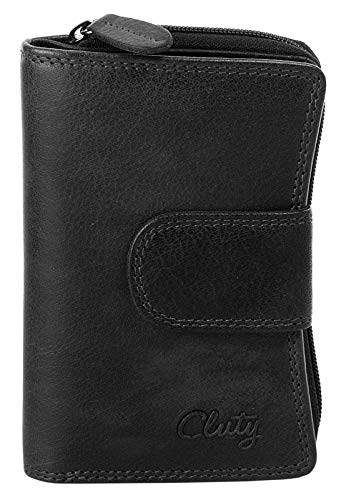 Cluty Geldbörse im Querformat Echt Leder Damen | Portemonnaie mit RFID-Schutz, Brieftasche für Damen, Geldbeutel mit Münzfach, Kartenetui aus Leder | 020353 von Cluty