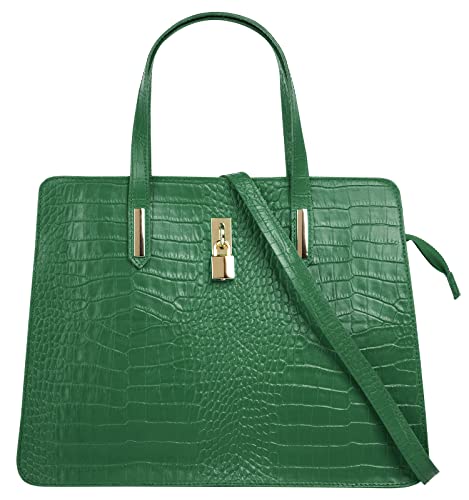 Cluty Handtasche Echt Leder Damen | Made in Italy, Smartphonefach, Kroko-Design, elegante Umhängetasche, Damentasche mit Reißverschluss, Schultertasche | 021321 von Cluty