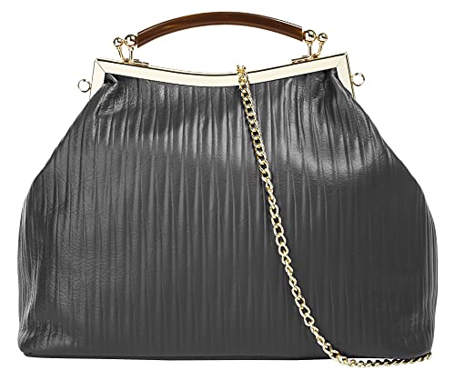 Cluty Handtasche Echt Leder Damen | Made in Italy | elegante Bügeltasche | Ledertasche mit Schulterkette | 021202 von Cluty