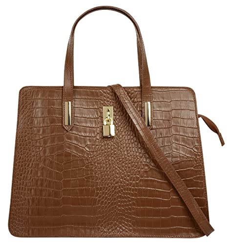 Cluty Handtasche Echt Leder cognac Damen - 021321 von Cluty