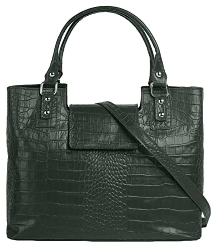 Cluty Handtasche Echt Leder dunkelgrün Damen - 021322 von Cluty