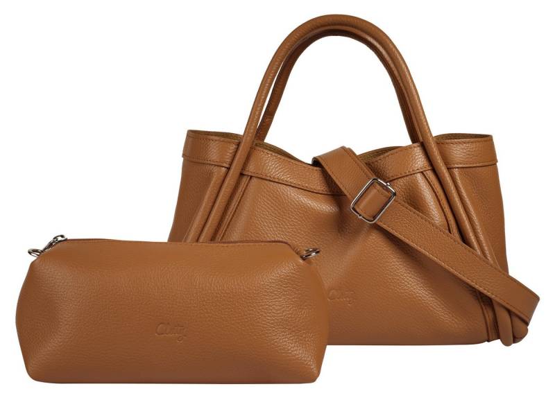 Cluty Henkeltasche 2 in 1, echt Leder, Made in Italy von Cluty