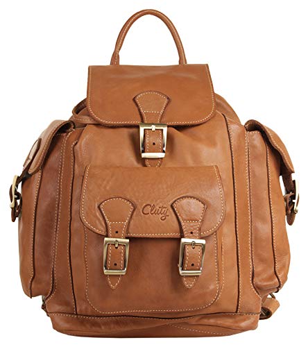 Cluty Rucksack Echt Leder cognac Damen - 020226 von Cluty