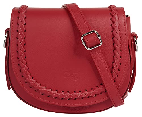 Cluty Umhängetasche echt Leder Damen | Made in Italy, Geflochtene Ledertasche, Crossbody Bag, Handtasche klein, Abendtasche für Smartphone, Umhängetasche mit Klappe | 021316 von Cluty