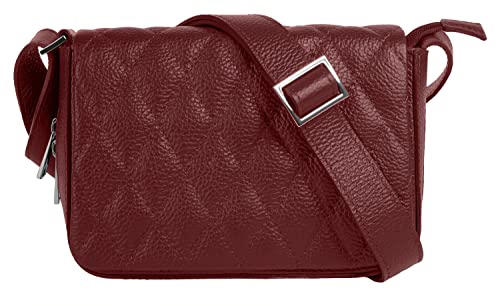 Cluty Umhängetasche Echt Leder Damen | Made in Italy, Stepplook Handtasche, erweiterbarer Boden, Smartphonefach, verstellbarer Schultergurt | 021375 von Cluty