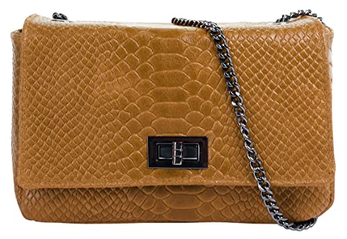 Cluty Umhängetasche echt Leder Damen | Made in Italy | Kroko-Look Crossbody | Party Clutch mit Drehverschluss | 021221 von Cluty