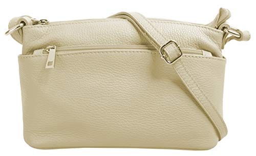 Cluty Umhängetasche echt Leder Damen | Made in Italy, Crossbody Bag, Messenger Bag mit Reißverschluss, Schultertasche aus Rindleder | 020617 von Cluty