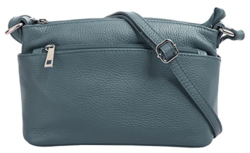 Cluty Umhängetasche echt Leder Damen | Made in Italy, Crossbody Bag, Messenger Bag mit Reißverschluss, Schultertasche aus Rindleder | 020617 von Cluty