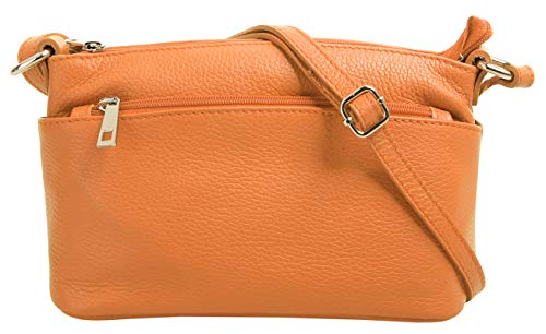 Cluty Umhängetasche echt Leder Damen | Made in Italy, Crossbody Bag, Messenger Bag mit Reißverschluss, Schultertasche aus Rindleder | 020617 von Cluty