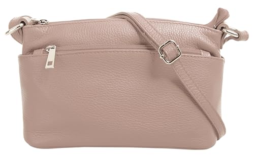 Cluty Umhängetasche echt Leder Damen | Made in Italy, Crossbody Bag, Messenger Bag mit Reißverschluss, Schultertasche aus Rindleder | 020617 von Cluty