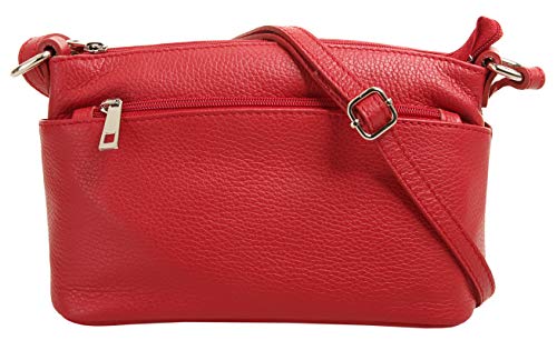 Cluty Umhängetasche echt Leder Damen | Made in Italy, Crossbody Bag, Messenger Bag mit Reißverschluss, Schultertasche aus Rindleder | 020617 von Cluty