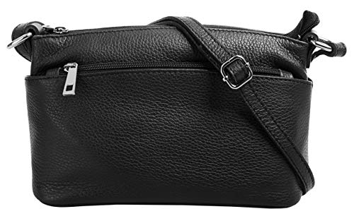 Cluty Umhängetasche echt Leder Damen | Made in Italy, Crossbody Bag, Messenger Bag mit Reißverschluss, Schultertasche aus Rindleder | 020617 von Cluty