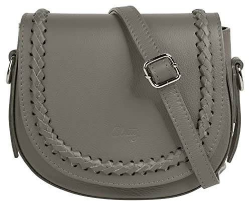 Cluty Umhängetasche echt Leder Damen | Made in Italy, Geflochtene Ledertasche, Crossbody Bag, Handtasche klein, Abendtasche für Smartphone, Umhängetasche mit Klappe | 021316 von Cluty