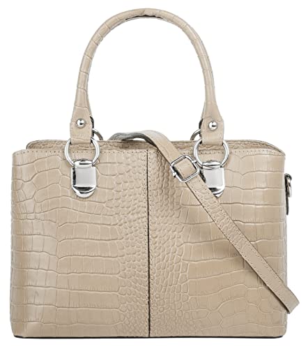 Cluty Umhängetasche echt Leder Damen | Made in Italy, Kroko-Optik Handtasche, Damen Schultertasche, elegante Henkeltasche | 021374 von Cluty