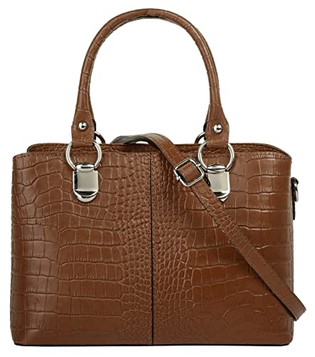 Cluty Umhängetasche echt Leder Damen | Made in Italy, Kroko-Optik Handtasche, Damen Schultertasche, elegante Henkeltasche | 021374 von Cluty