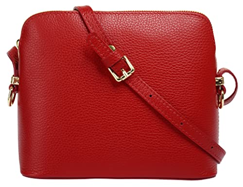 Cluty Umhängetasche echt Leder Damen | Made in Italy, Smartphonefach, Handtasche aus Leder, Crossbody Bag mit Reißverschluss, kleine Schultertasche | 021219 von Cluty