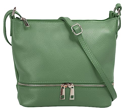 Cluty Umhängetasche echt Leder Damen | Made in Italy, verstellbarer Schultergurt, Handtasche mit Reißverschlüssen, verstärkter Boden | 020960 von Cluty