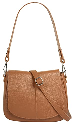Cluty Umhängetasche echt Leder Damen | Made in Italy | Handtasche mit Deckelklappe | elegante Crossbody Bag mit Henkel | 021318 von Cluty