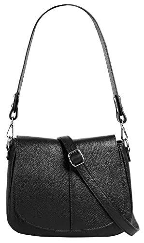 Cluty Umhängetasche echt Leder Damen | Made in Italy | Handtasche mit Deckelklappe | elegante Crossbody Bag mit Henkel | 021318 von Cluty
