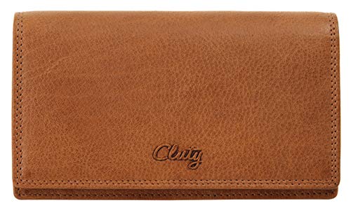 Cluty große Geldbörse im Querformat Echt Leder Damen | RFID-Geldbeutel mit Reißverschluss | Portemonnaie mit 20 Fächern | großes Kartenetui mit Fotofach | 020350 von Cluty