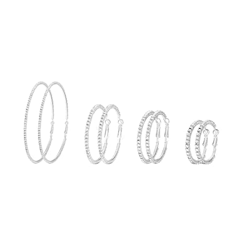 4 Paar Gold und Silber große Strass Creolen Set groß glänzend 2-5 cm runde Creolen Schmuck Party Geschenk Hochzeitsdatum von Clyhon